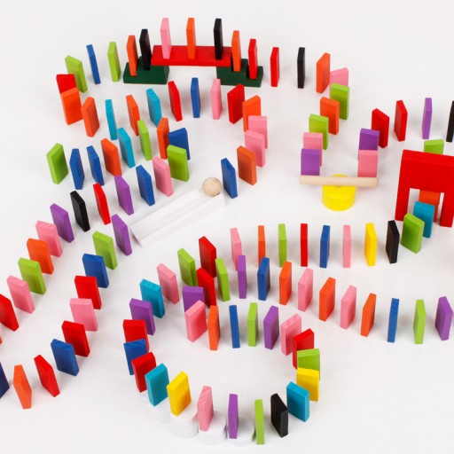 DOMINO 120 kusov FAREBNÉ DREVENÉ BLOKOVÉ PUZZZLE PRE DETI