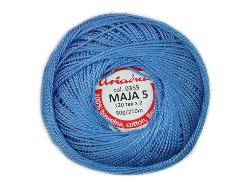 Cordonek MAJA 5 Ariadna 0355 modrá 50g 210m