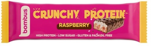 Crunchy Proteínová malinová tyčinka BEZ GÉLU. 50 g (BOMBUS) BOMBUS
