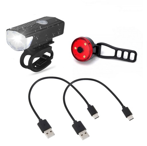 PREDNÁ + ZADNÁ LED BICYKELOVÁ LAMPA NA BICYKEL, RIADKA, NABÍJACIE USB
