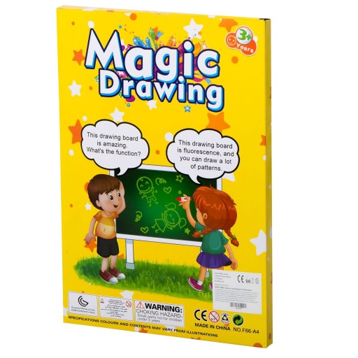 KREATÍVNA MAGICKÁ FLUO LIGHT MAĽOVACIA TABUĽA UV ŽIARENÝ TEXT