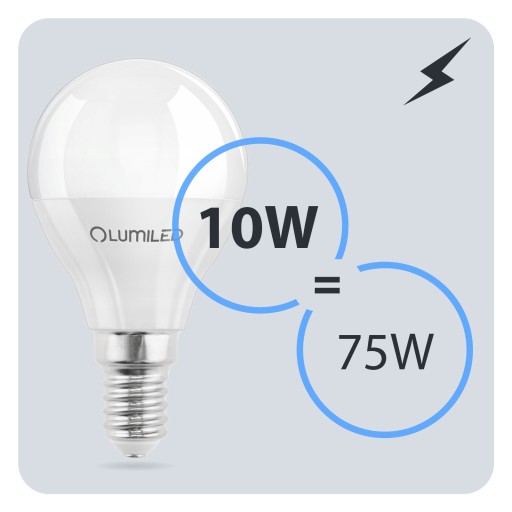 LED žiarovka E14 Ball P40 10W = 75W 1055lm 6500K Cold CCD 180° LUMILED