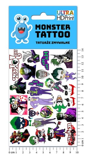 UMÝVAJÚCE DOČASNÉ TETOVANIE PRE DETI DETSKÝ JOKER ORIGINÁLNE DIZAJNY