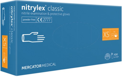 NITRILOVÉ RUKAVICE bez púdru modré MERCATOR Classic STRONG 100 ks XS