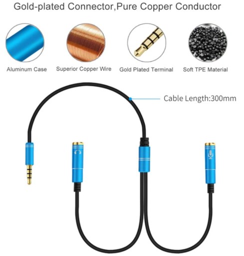Adaptér na kábel slúchadiel Splitter Jack 3.5 KVALITA