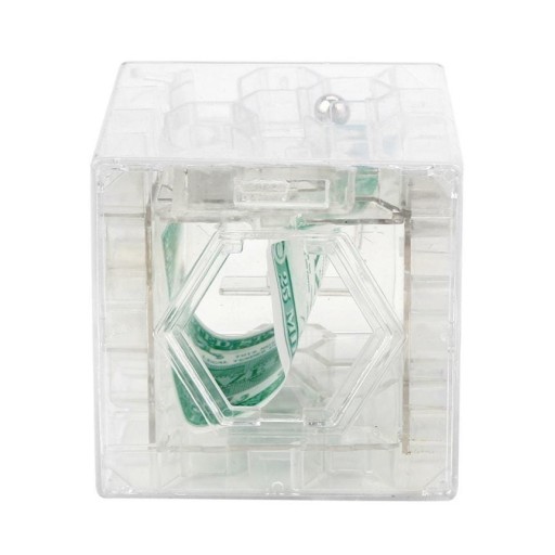 ORIGINÁLNA KRABIČKA NA PRASIATKO LABYRINT, TRANSPARENTNÁ, 10 CM