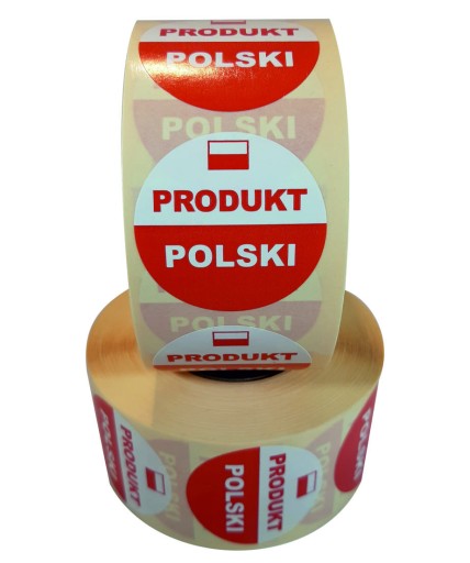 Nálepka na etiketu POLSKÝ VÝROBOK ROUND 1000 ks