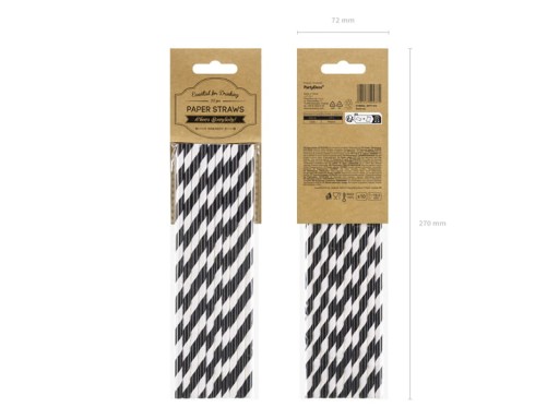 Slamky na pitie Black White Stripes Birthday Party 10ks