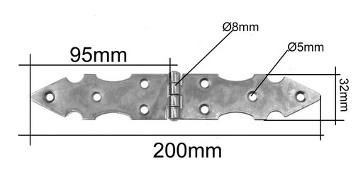 RETRO dekoratívny stavebný pánt 32x200 mm ČIERNA