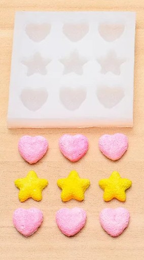 Silikónová forma na sviečky vosk mydlo živicová omietka MINI HEARTS STARS 3D