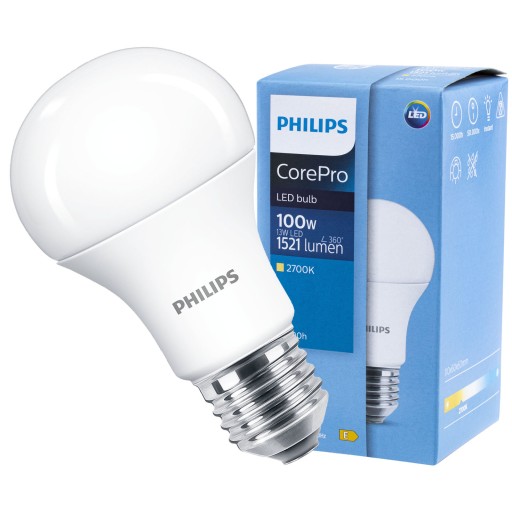E27 LED žiarovka 13W = 100W 1521lm 2700K Teplá biela CorePRO PHILIPS