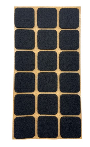 Samolepiace plstené podložky pod štvorcový nábytok – ČIERNA 25x25mm