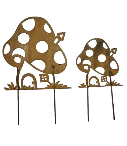 Gnomes' Houses Decoration Záhradná dekorácia A-board Corten Effect Sada 2 ks