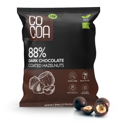 Lieskové orechy v tmavej čokoláde 88% BIO 70g