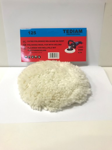 Vlnená podložka na leštenie kožušiny so suchým zipsom 125 mm TEDIAM