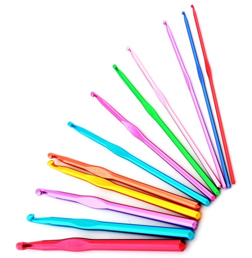 SADA 12 HÁČKOV NA HÁČENIE 2-8MM HLINÍKOVÉ HÁČKY 15CM AG645