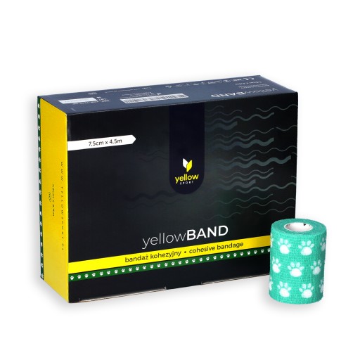 Samolepiaca stabilizačná súdržná bandáž YellowBAND 7,5cm zelené labky