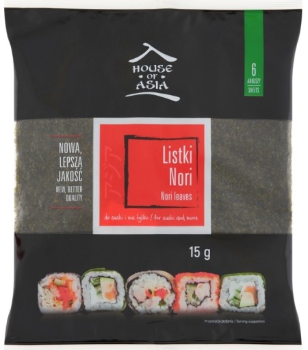 NORI LEAVES SEA ALGAE LEAVES 6KS 15g MORSKÉ RIASY NA SUSHI DOM ÁZIE
