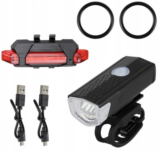 PREDNÉ + ZADNÉ LED BICYKLE LAMPA, NABÍJACIE, NA RIADITEĽKA