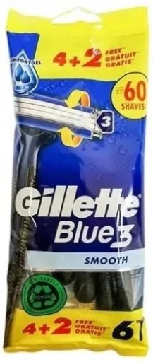 Gillette BLUE 3 hladké holiace strojčeky 6 ks