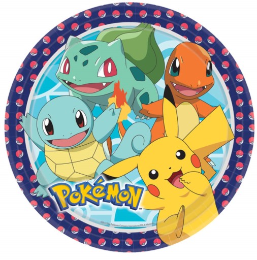 Narodeninové papierové taniere Pokémon, 8 kusov