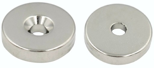 SILNÝ NEODYMOVÝ MAGNET 20x5 mm S OTVOROM 7,5/4,5 mm NA SKRUTKU