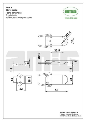 Uzatvárací zámok na truhlice Oceľová spona 60x16mm