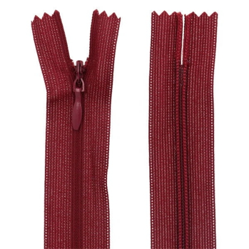 Zipsy KRYTÉ 60cm SVETLO bordové 1 ks.