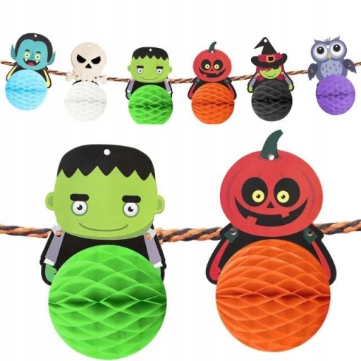 Halloweenska girlanda z hodvábneho papiera pre deti, tekvica, 300 cm