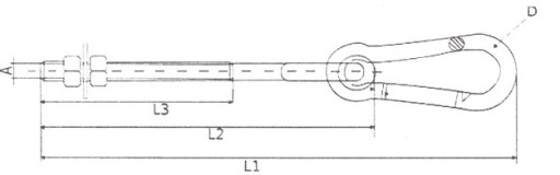 HÁČIK HOÝVKOVÝ S KARABÍNOU 310MM SVORKA M10