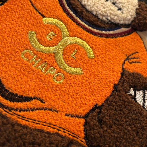 Nášivka El Chapo Teddy Bear, veľká vyšívaná aplikácia