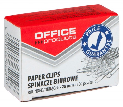 Okrúhle sponky 28mm, 100ks, strieborné na kancelárske použitie