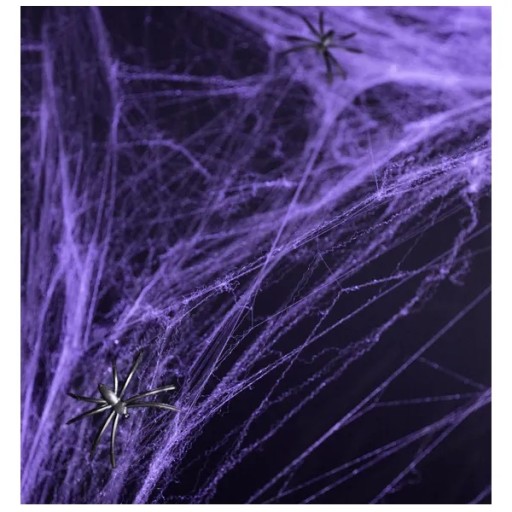 HALLOWEEN SPIDER WEB fialová s 2 pavúkmi 60g