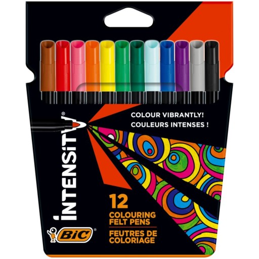 Fixky, popisovače, popisovače, Bic Intensity 0,8 mm, 12 farieb, 12 ks