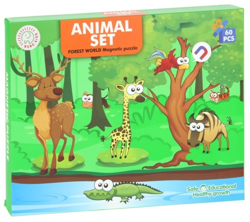 Magnetická skladačka na sucho vymazateľná doska Safari zvieratká