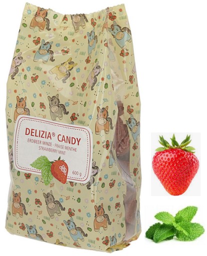 DELIZIA CUKROVINKY PRE KONE JAHODA/MÄTA 600G