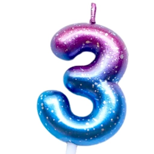 Narodeninová SVIEČKA na galaxy tortu NARODENINY ČÍSLO 3 tri