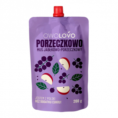 OWOLOVO JABLKO A RÍBEZLE OVOCNÁ KABELKA BEZ PRIDANÉHO CUKRU 200g