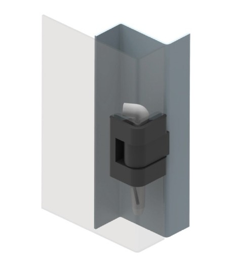 Čierny lakovaný rohový pánt, zahnutý čap 1,0-1,2 mm