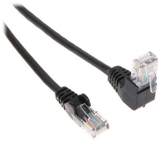 CAT 5e prepojovací kábel 1x90 U/UTP 0,25 m čierny