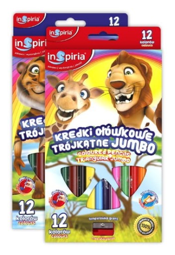 INSPIRIA Jumbo trojuholníkové pastelky, 12 farieb, 3897