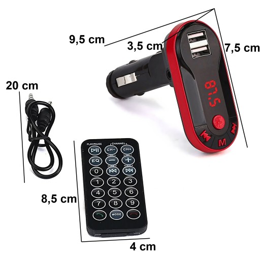 FM BLUETOOTH VYSIELAČ MP3 NABÍJAČKA 2XUSB SD LCD