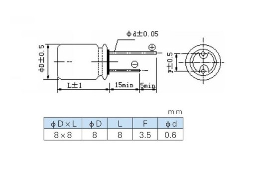 Polymérový kondenzátor 470uF 6,3V 105*C 8x9 2ks