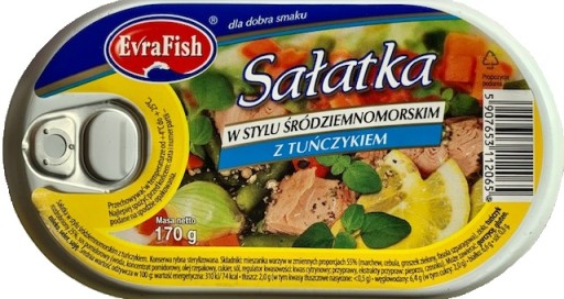 STREDOZEMSKÝ TUŇIAKOVÝ ŠALÁT 170 EVRAFISH