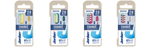 JORDAN CHANGE Náhradné NÁSTROJE na hlavice kefiek MEDIUM medium 2 ks.