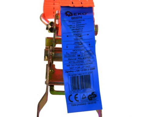 Transportný pás s račňou 4m/2T/35mm GEKO G023