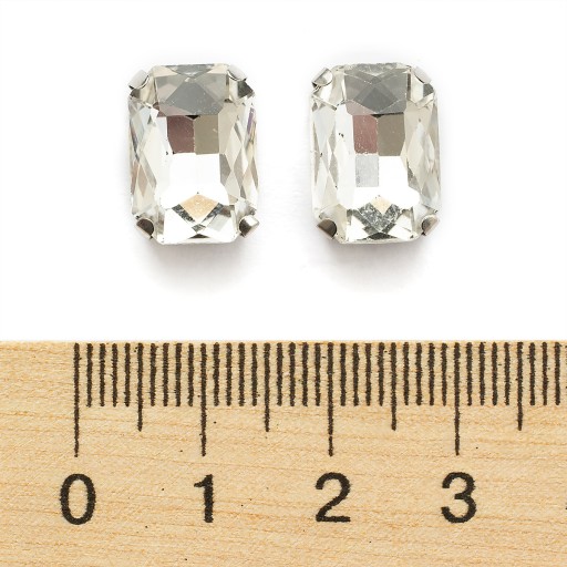 Štrasové kamienky na šitie, sklo, mosadzný podstavec, bezfarebné, 14x10x6mm, 10ks