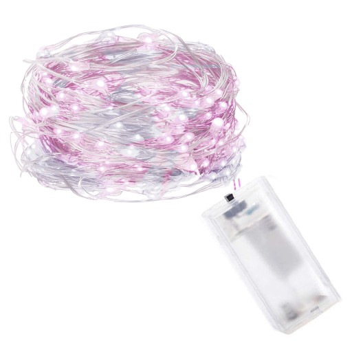 20 LED DRÔTOVÝCH SVIETIDIEL NA VIANOČNÝ STROMČEK RUŽOVÁ BIELA NA MIKRO BATÉRIE