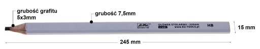 Stolárska ceruzková stavebná fixka biela HB veľká K2 245 mm