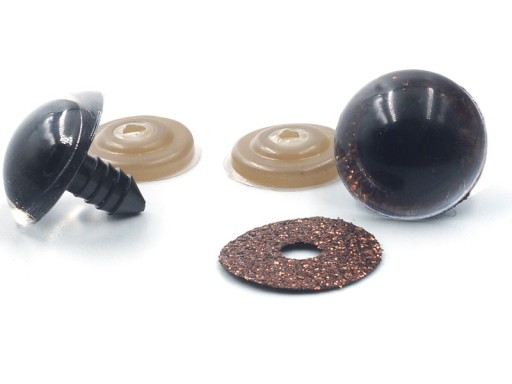 Bezpečné oči pre hračky maskota, trblietavá hnedá, Ø 20 mm